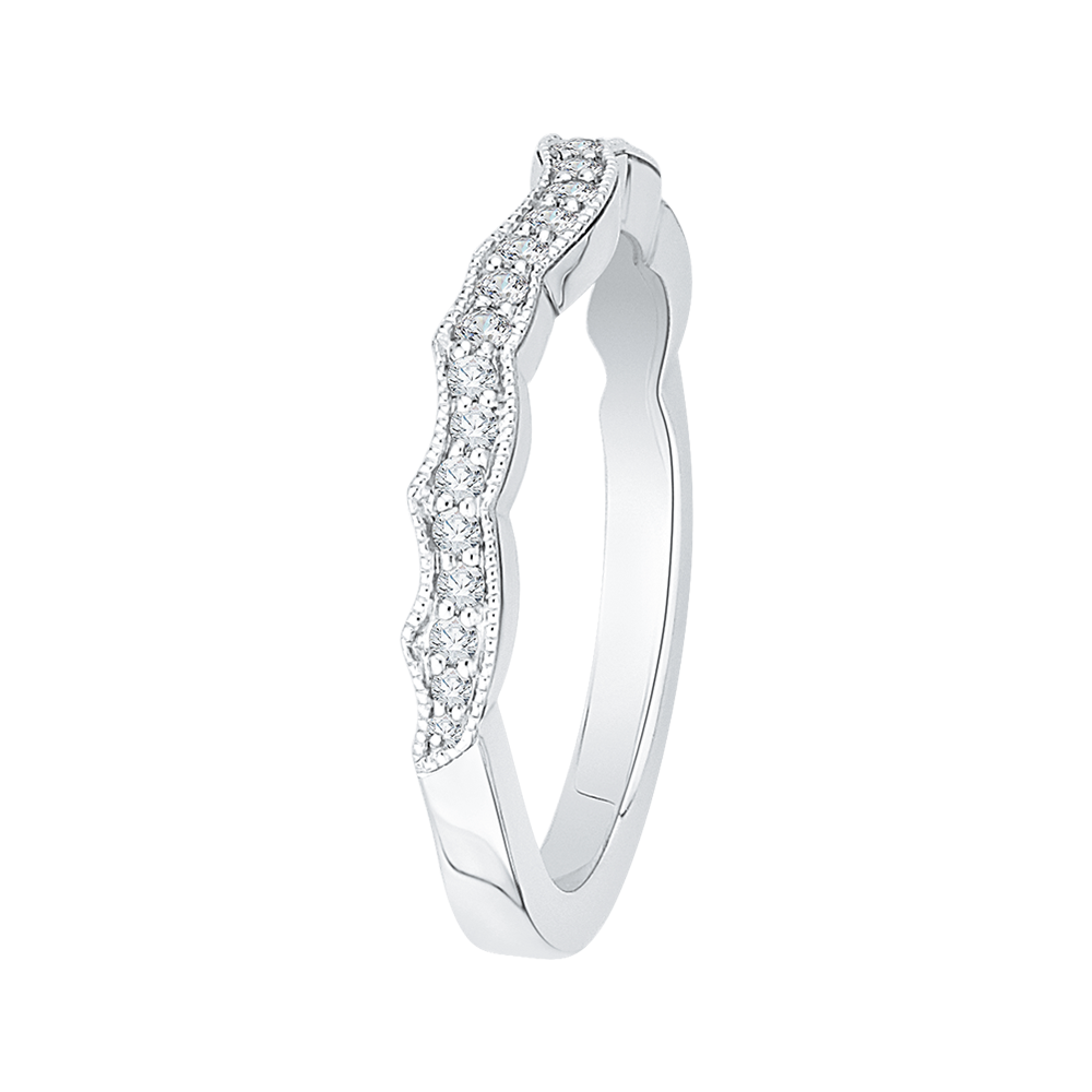 14K White Gold Round Diamond Half Eternity Wedding Band