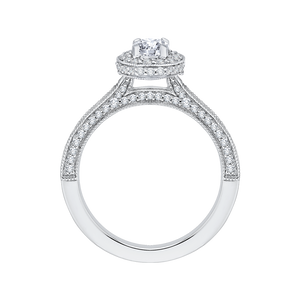 14K White Gold Oval Diamond Halo Engagement Ring