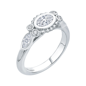 14K White Gold Oval Diamond Engagement Ring