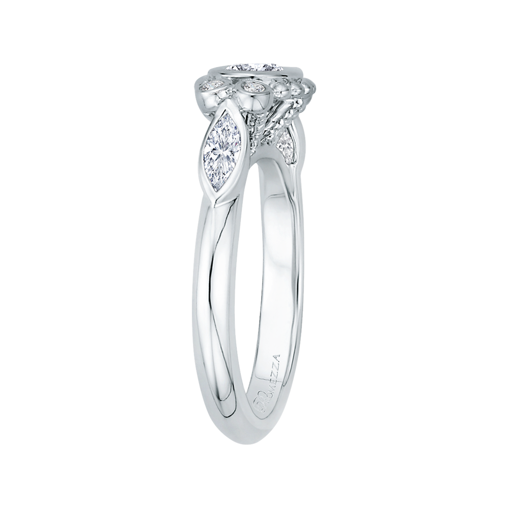 14K White Gold Oval Diamond Engagement Ring