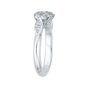 14K White Gold Oval Diamond Engagement Ring