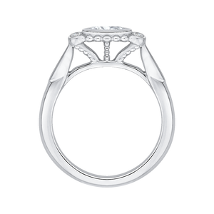 14K White Gold Oval Diamond Engagement Ring