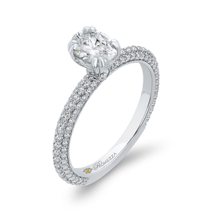 14K White Gold Oval Diamond Classic Engagement Ring