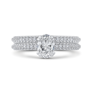 14K White Gold Oval Diamond Classic Engagement Ring