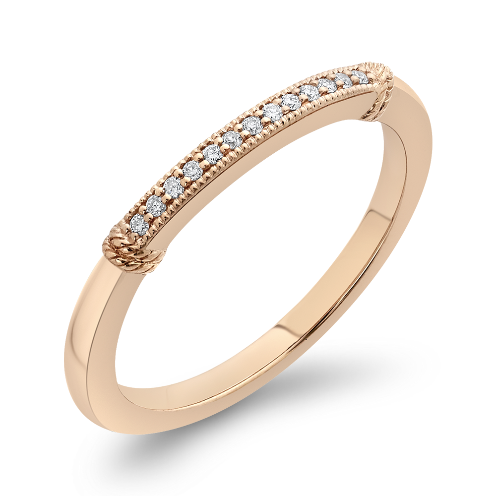 14K Rose Gold Round Diamond Wedding Band