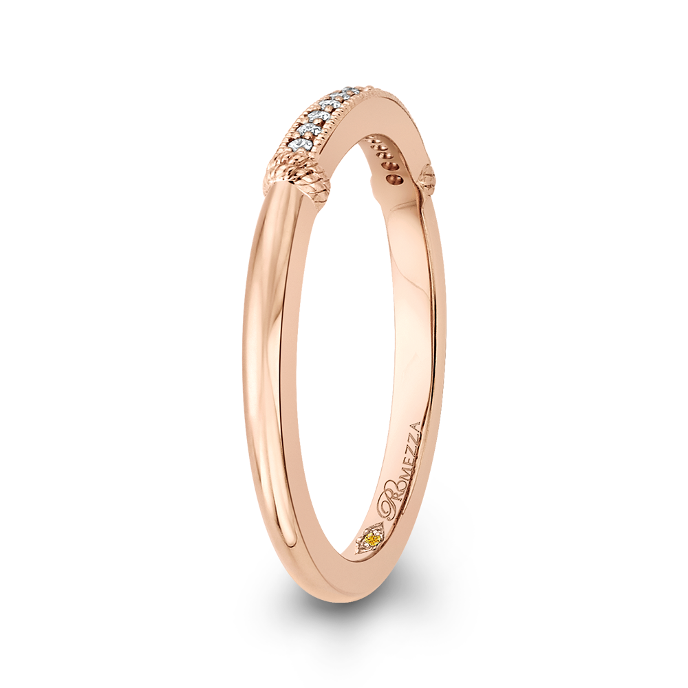 14K Rose Gold Round Diamond Wedding Band