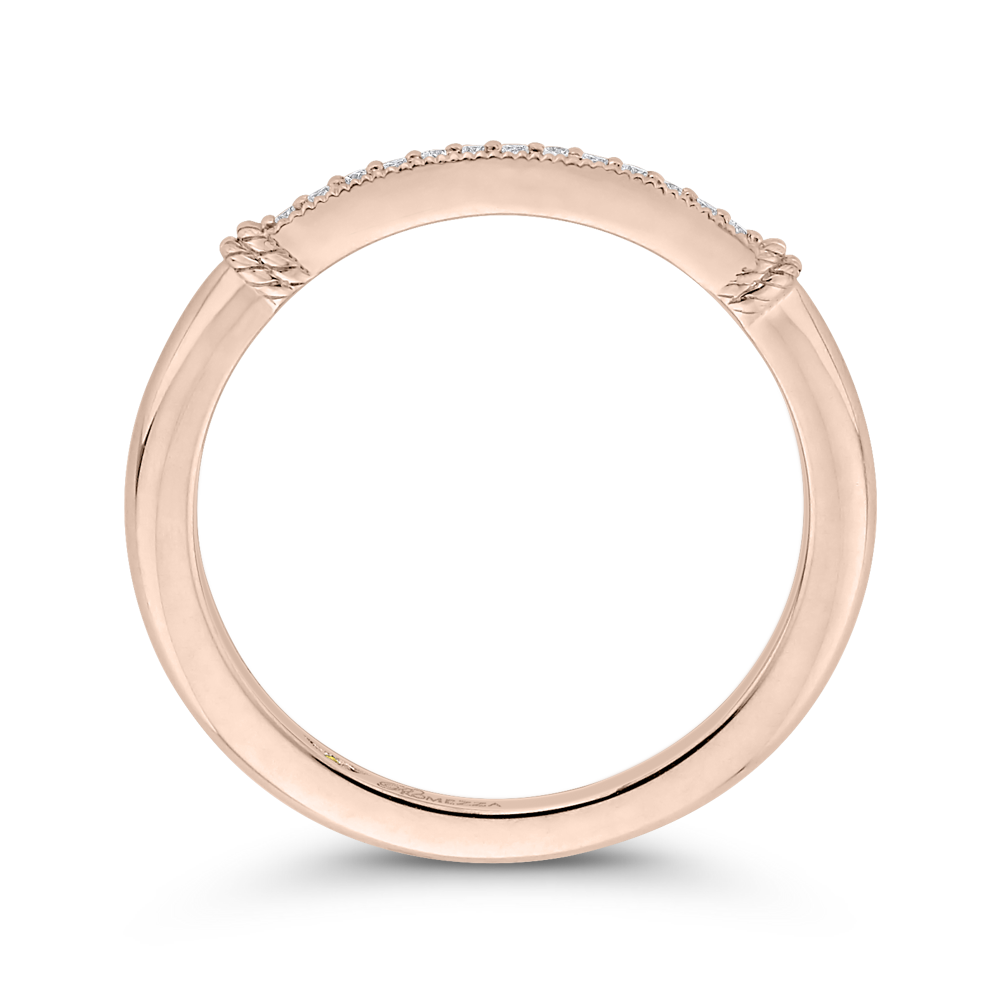 14K Rose Gold Round Diamond Wedding Band