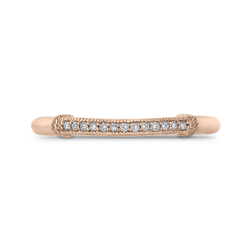 PRO0250B-44P-.50 Bridal Jewelry Carizza Rose Gold Round Diamond Wedding Bands