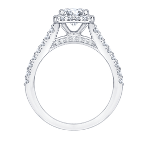 Princess Cut Diamond Halo Engagement Ring with 14K White Gold