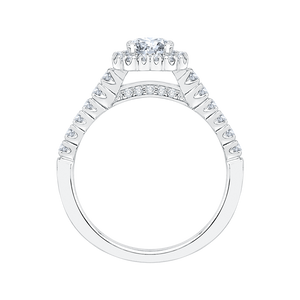 14K White Gold Princess Cut Diamond Halo Engagement Ring