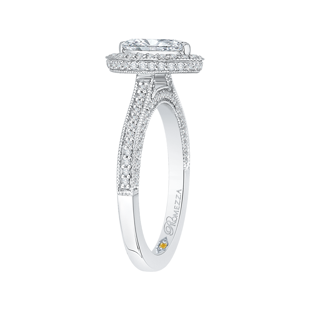 Marquise Diamond Halo Engagement Ring In 14K White Gold