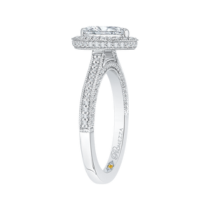 Marquise Diamond Halo Engagement Ring In 14K White Gold