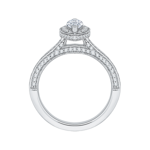 Marquise Diamond Halo Engagement Ring In 14K White Gold