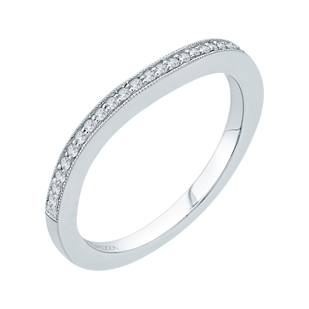 14K White Gold Round Diamond Half Eternity Wedding Band