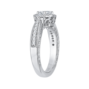 14K White Gold Cushion Diamond Halo Engagement Ring