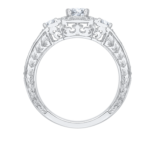 14K White Gold Cushion Diamond Halo Engagement Ring