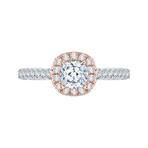 PRU0013EC-44WP Bridal Jewelry Carizza White Gold Rose Gold Yellow Gold Cushion Cut Diamond Halo Engagement Rings