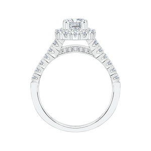 14K White Gold Cushion Diamond Halo Engagement Ring