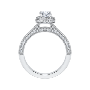 14K White Gold Cushion Diamond Halo Engagement Ring