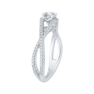 Cushion Diamond Engagement Ring with Split Shank In 14K White Gold