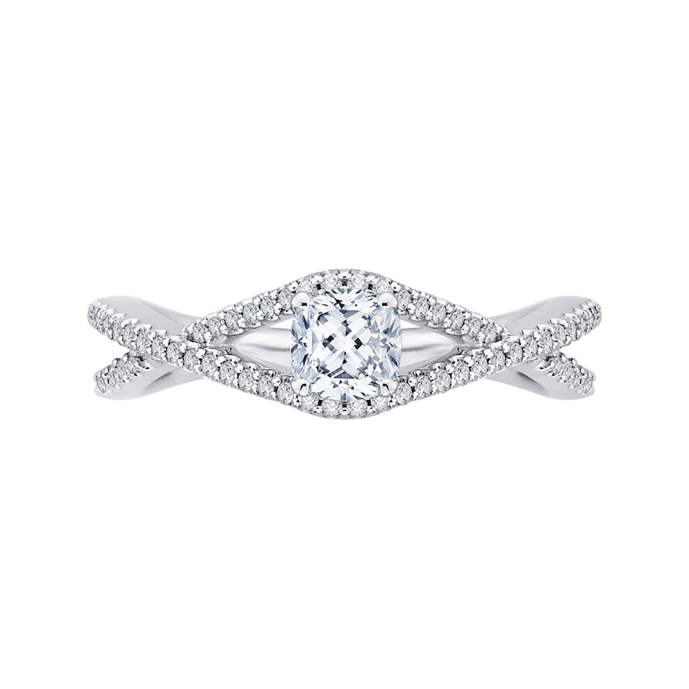 PRU0147ECQ-44W-.50 Bridal Jewelry Carizza White Gold Cushion Cut Diamond Engagement Rings