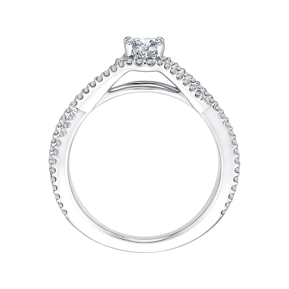 Cushion Diamond Engagement Ring with Split Shank In 14K White Gold