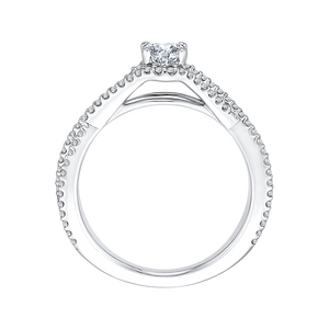 Cushion Diamond Engagement Ring with Split Shank In 14K White Gold