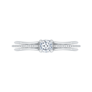 PRU0148EC-44W-.50 Bridal Jewelry Carizza White Gold Cushion Cut Diamond Engagement Rings