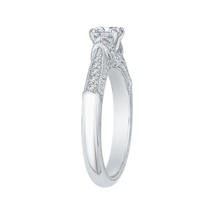 14K White Gold Cushion Diamond Cathedral Style Engagement Ring