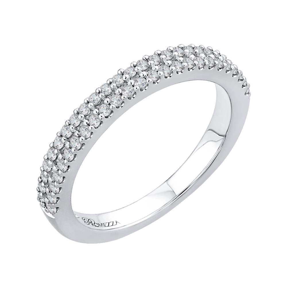 14K White Gold Half Eternity Round Diamond Wedding Band