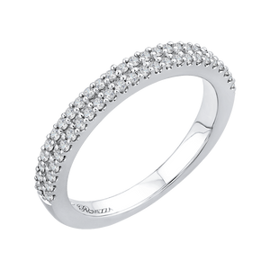 14K White Gold Half Eternity Round Diamond Wedding Band