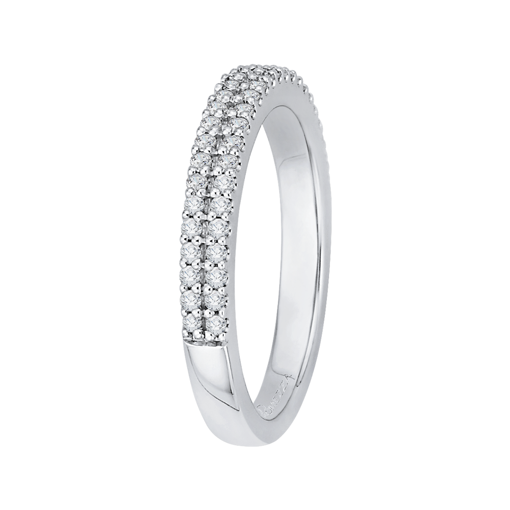 14K White Gold Half Eternity Round Diamond Wedding Band