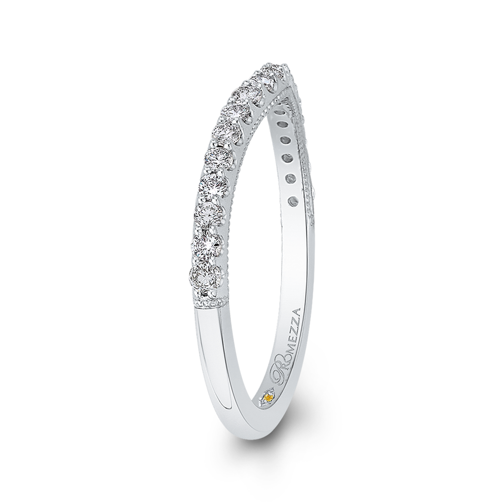 14K White Gold Round Diamond Half Eternity Wedding Band