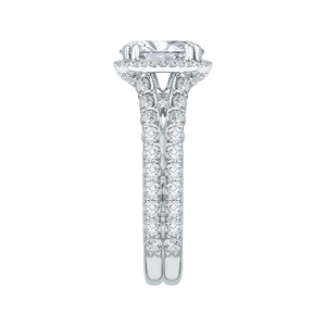 18K White Gold Round Cut Diamond Split Shank Halo Engagement Ring (Semi-Mount)