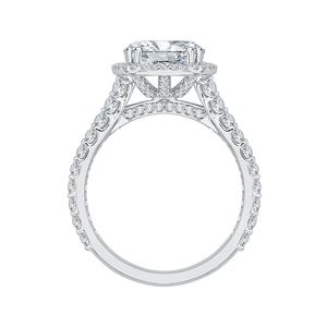 18K White Gold Round Cut Diamond Split Shank Halo Engagement Ring (Semi-Mount)