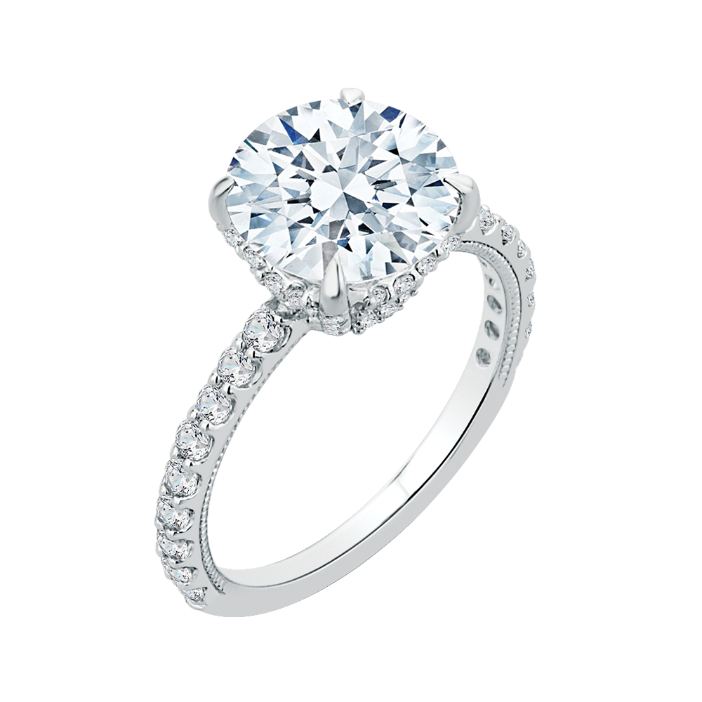 18K White Gold Round Diamond Engagement Ring (Semi-Mount)