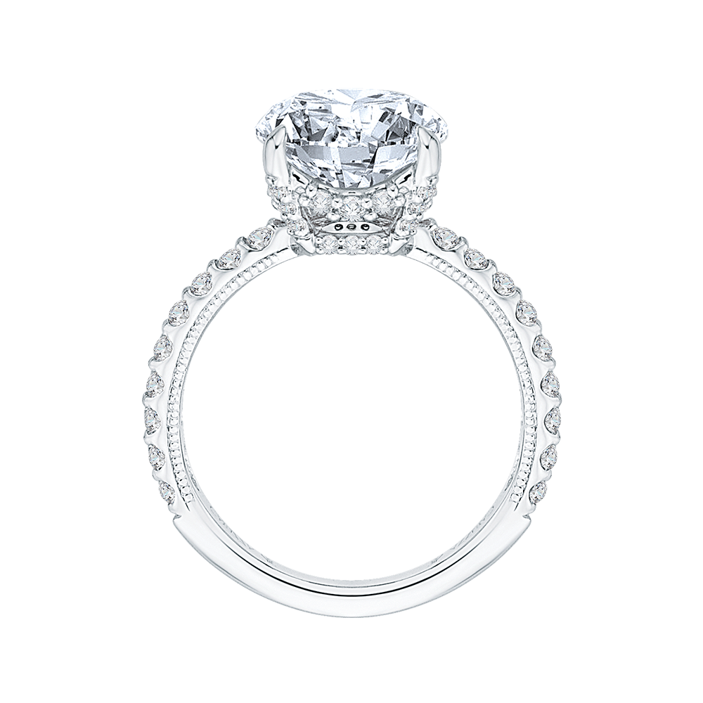 18K White Gold Round Diamond Engagement Ring (Semi-Mount)