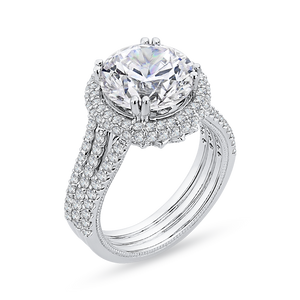 18K White Gold Round Cut Diamond Engagement Ring (Semi-Mount)