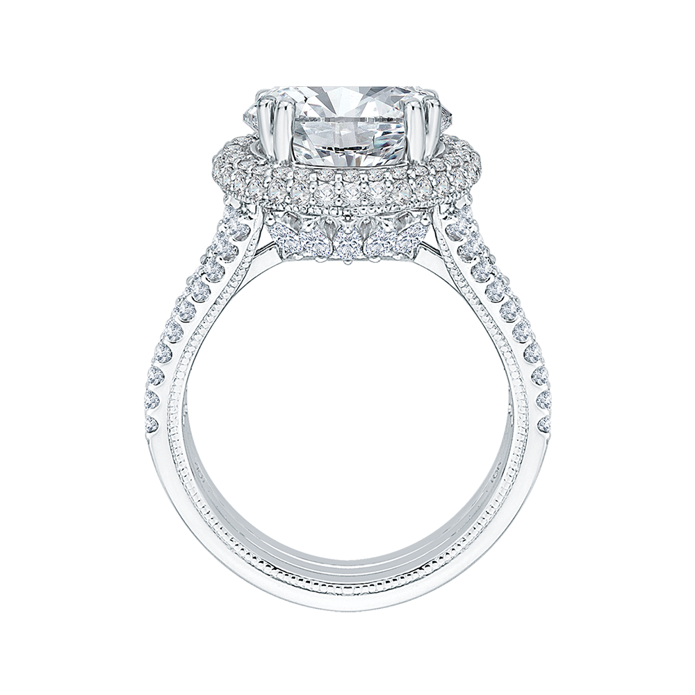 18K White Gold Round Cut Diamond Engagement Ring (Semi-Mount)