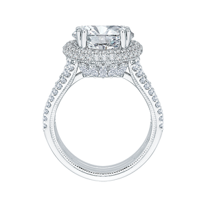 18K White Gold Round Cut Diamond Engagement Ring (Semi-Mount)