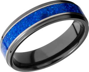 lashbrook zirconium collection zirconium 6mm flat band z6fge13_lapis+silver+satin_polish